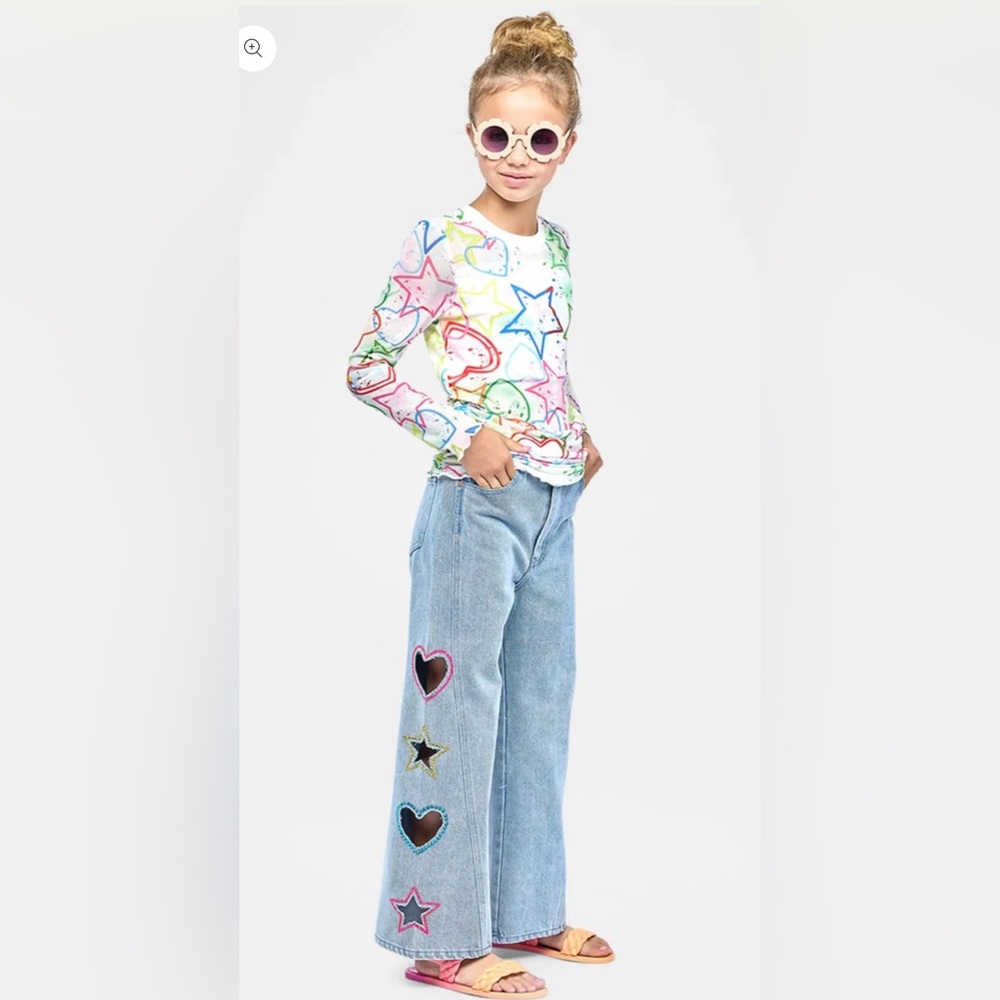 NWT HANNAH BANANA Wide Leg Rhinestone Jeans - Size 7 years